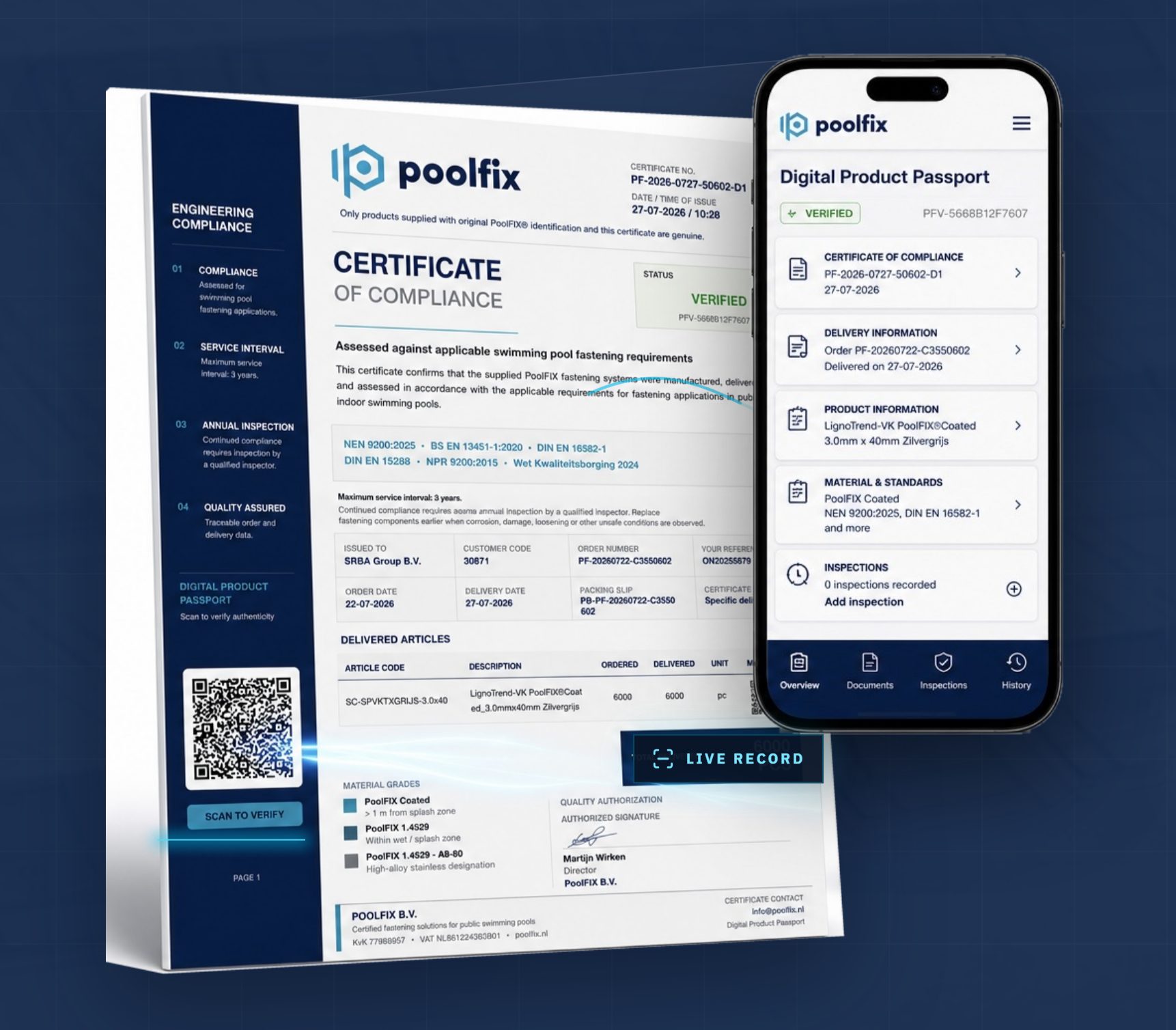 PoolFIX Certificate of Compliance en Digital Product Passport